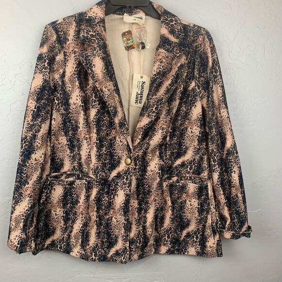 Savanna Jane Jackets & Blazers - Savanna Jane Blazer Women's Size 1X Beige Black Animal Print Coat Jacket NWT
